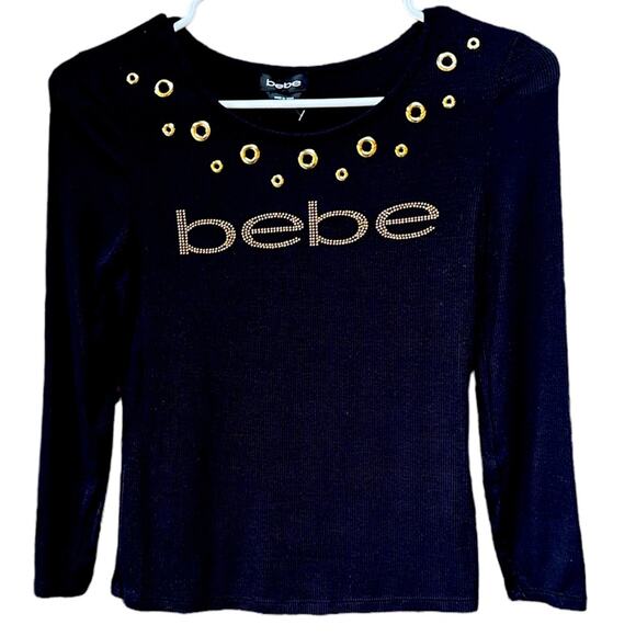 BeBe Gold Bling top Tee Size Small S Like New - Picture 1 of 3